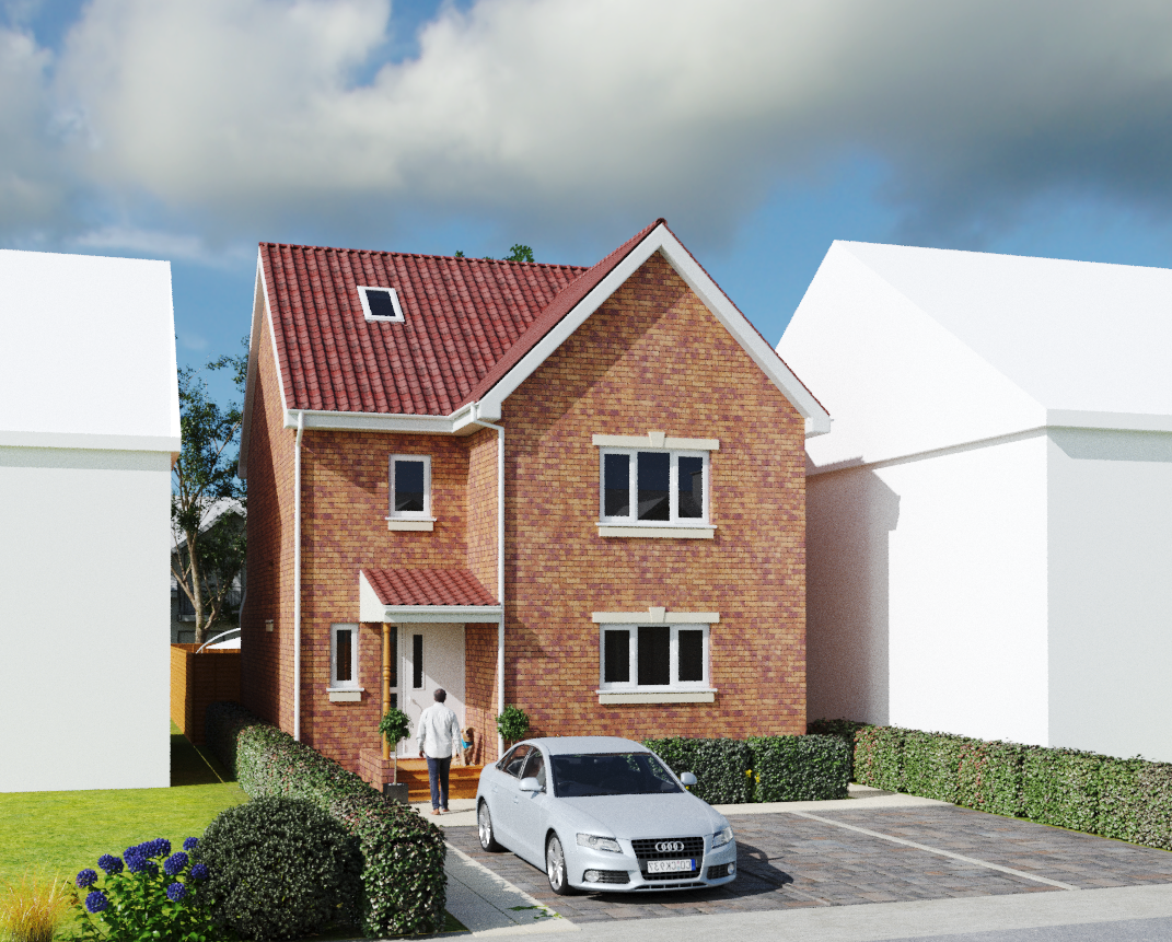 Front view of the new three-bedroom house at Coppice Mead, Stotfold