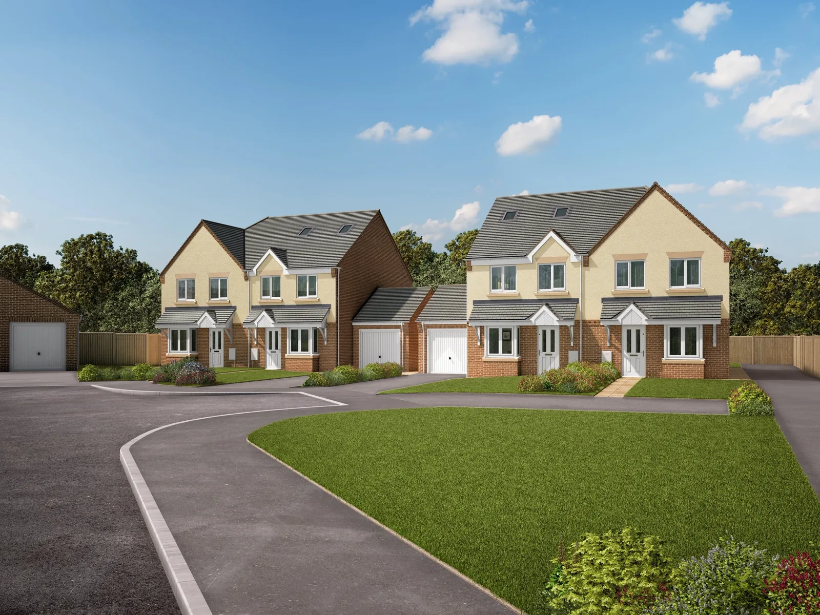 Exterior view of plots 10 to 13 at Primrose Court, Groveley Lane